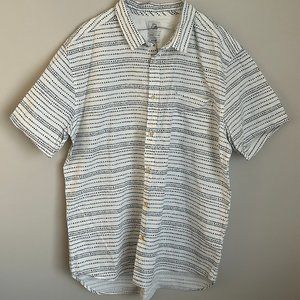 Like New Crisp Cotton QUIKSILVER Men's S/S Shirt Modern XXL/TTB Tiny Aztec Prt